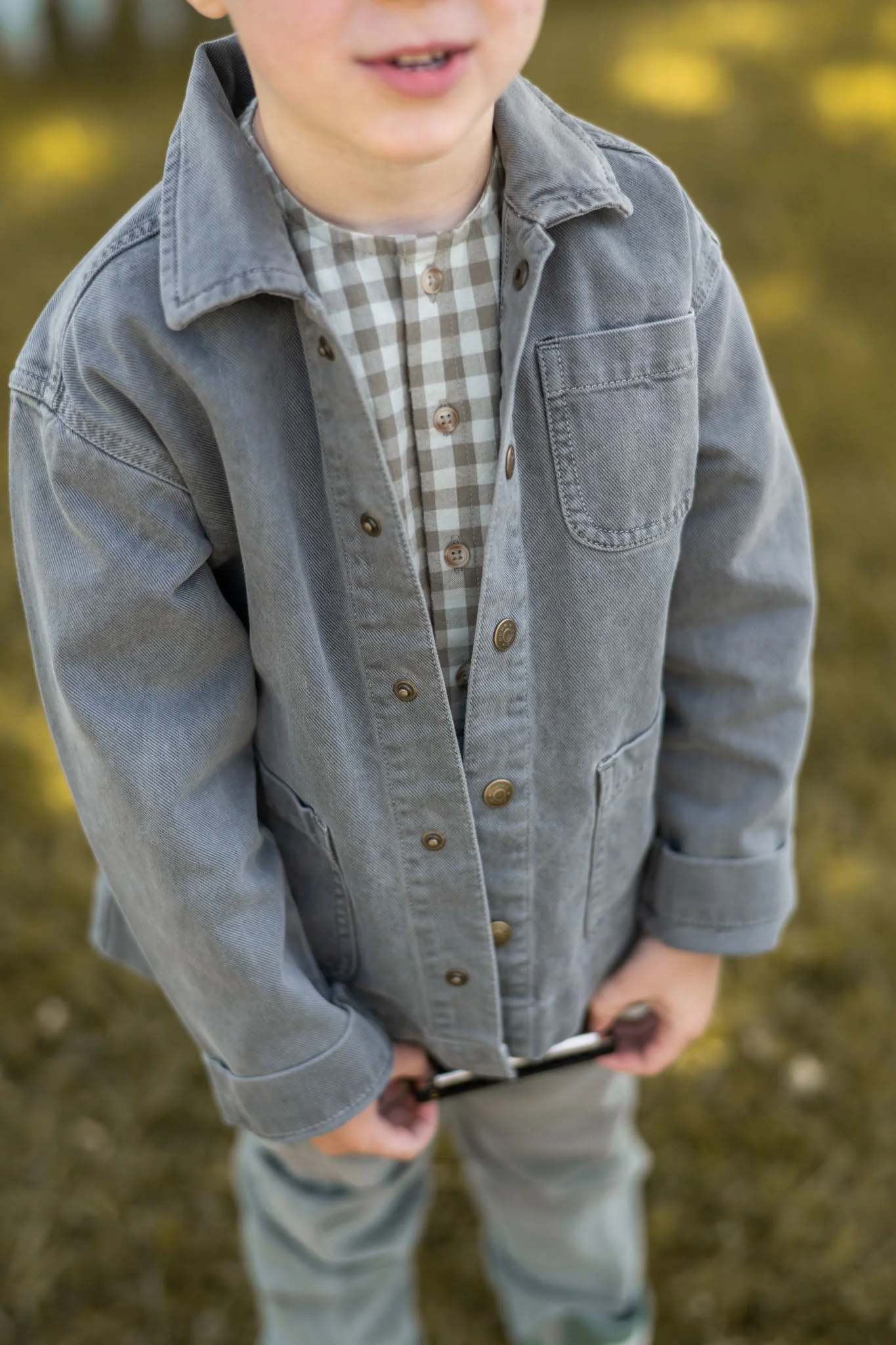 Vintage Twill Baby Chore Jacket - Charcoal - Image 2