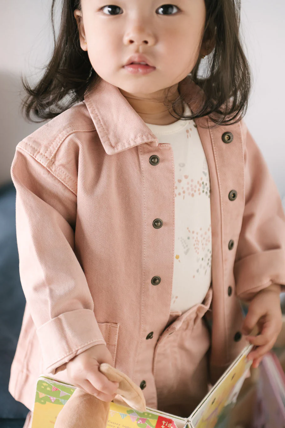 Vintage Twill Baby Chore Jacket - Peony - Image 2