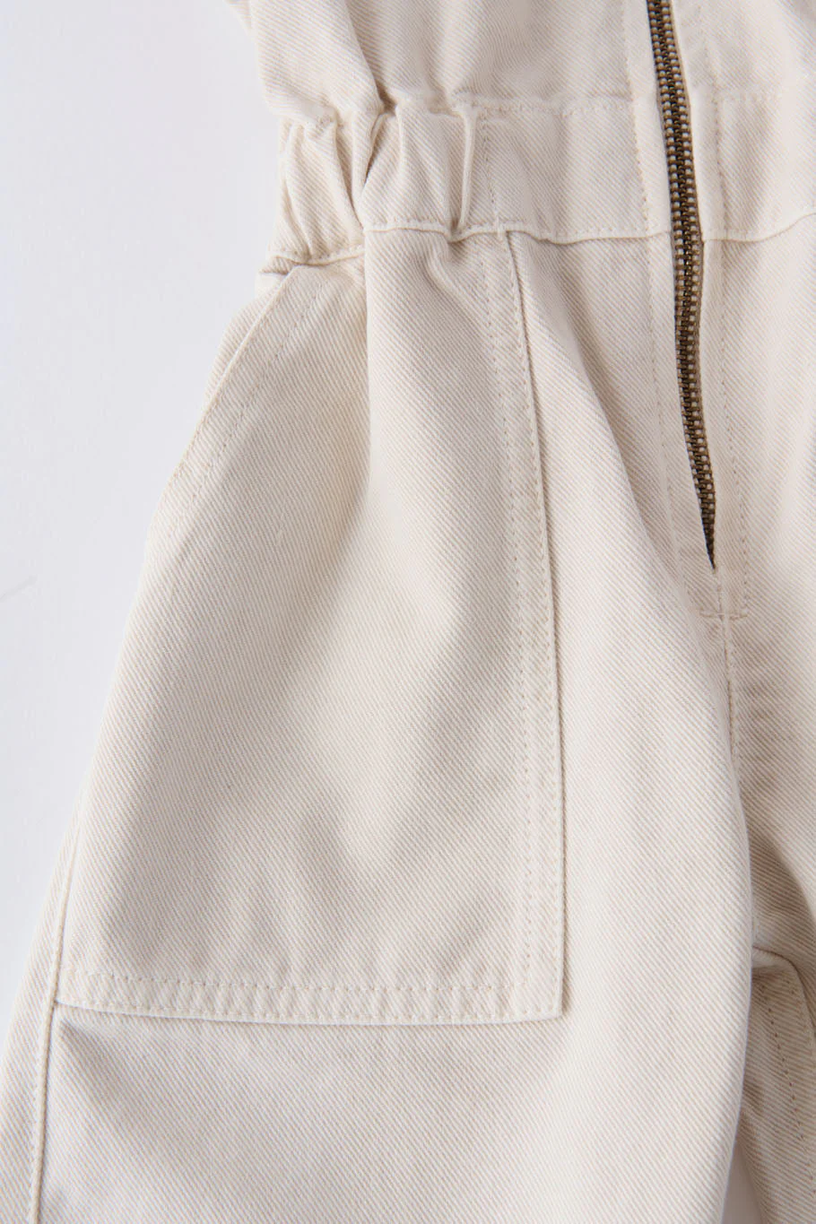 Vintage Twill Toddler Puff Sleeve Jumpsuit - Natural - Image 6