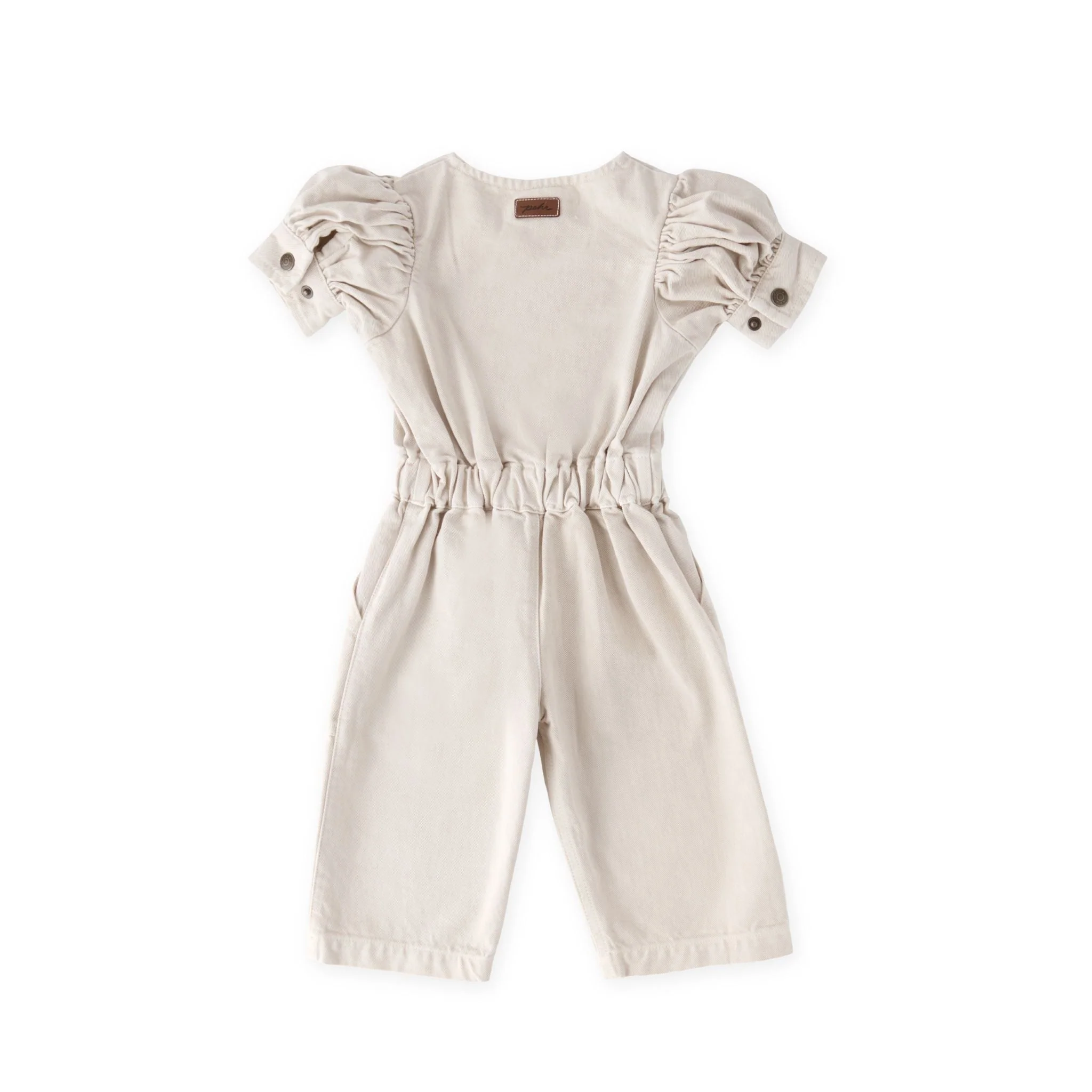 Vintage Twill Toddler Puff Sleeve Jumpsuit - Natural - Image 8