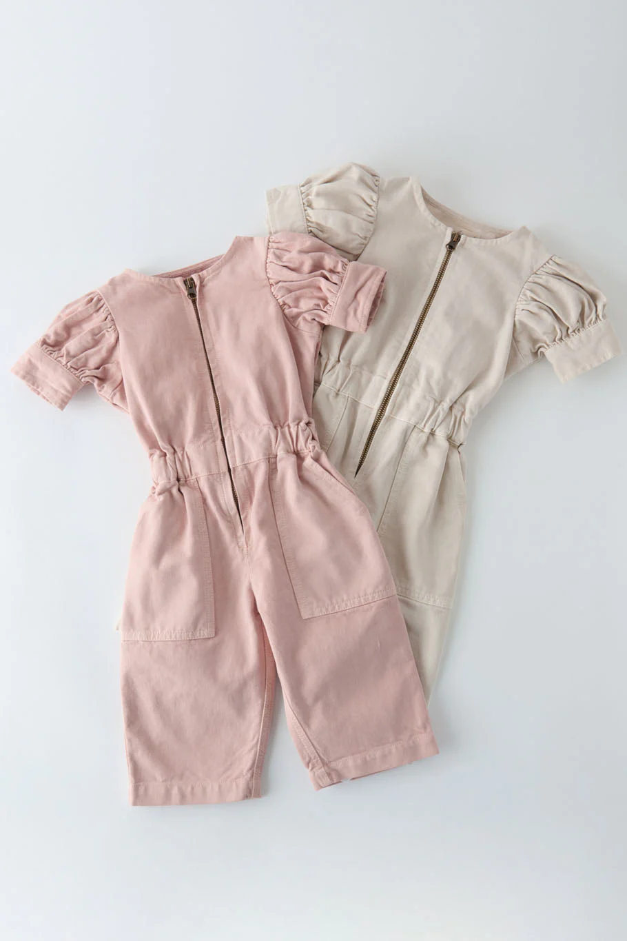 Vintage Twill Toddler Puff Sleeve Jumpsuit - Peony - Image 6