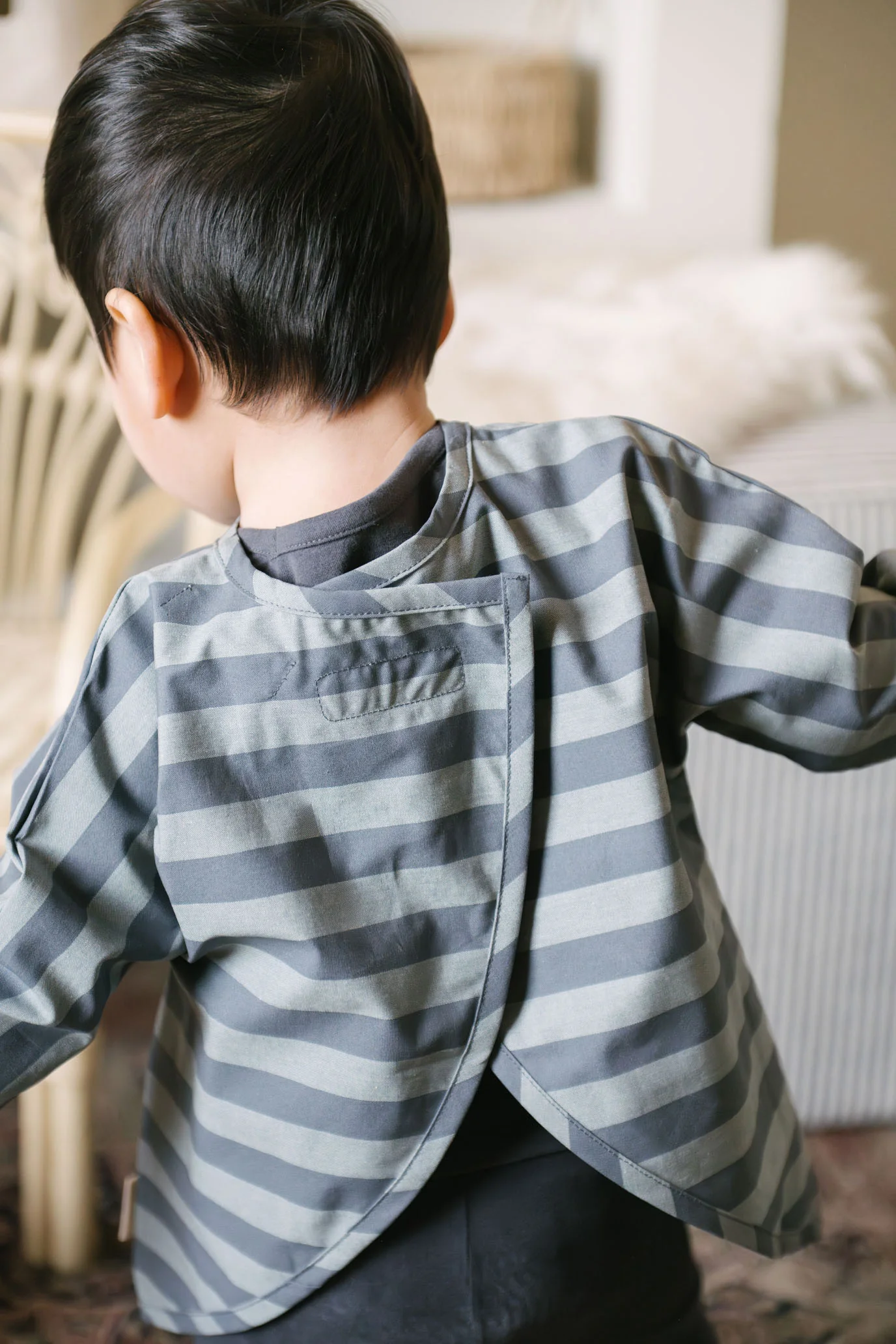 Water Repellent Baby Smock - Indigo Stripe - Image 4