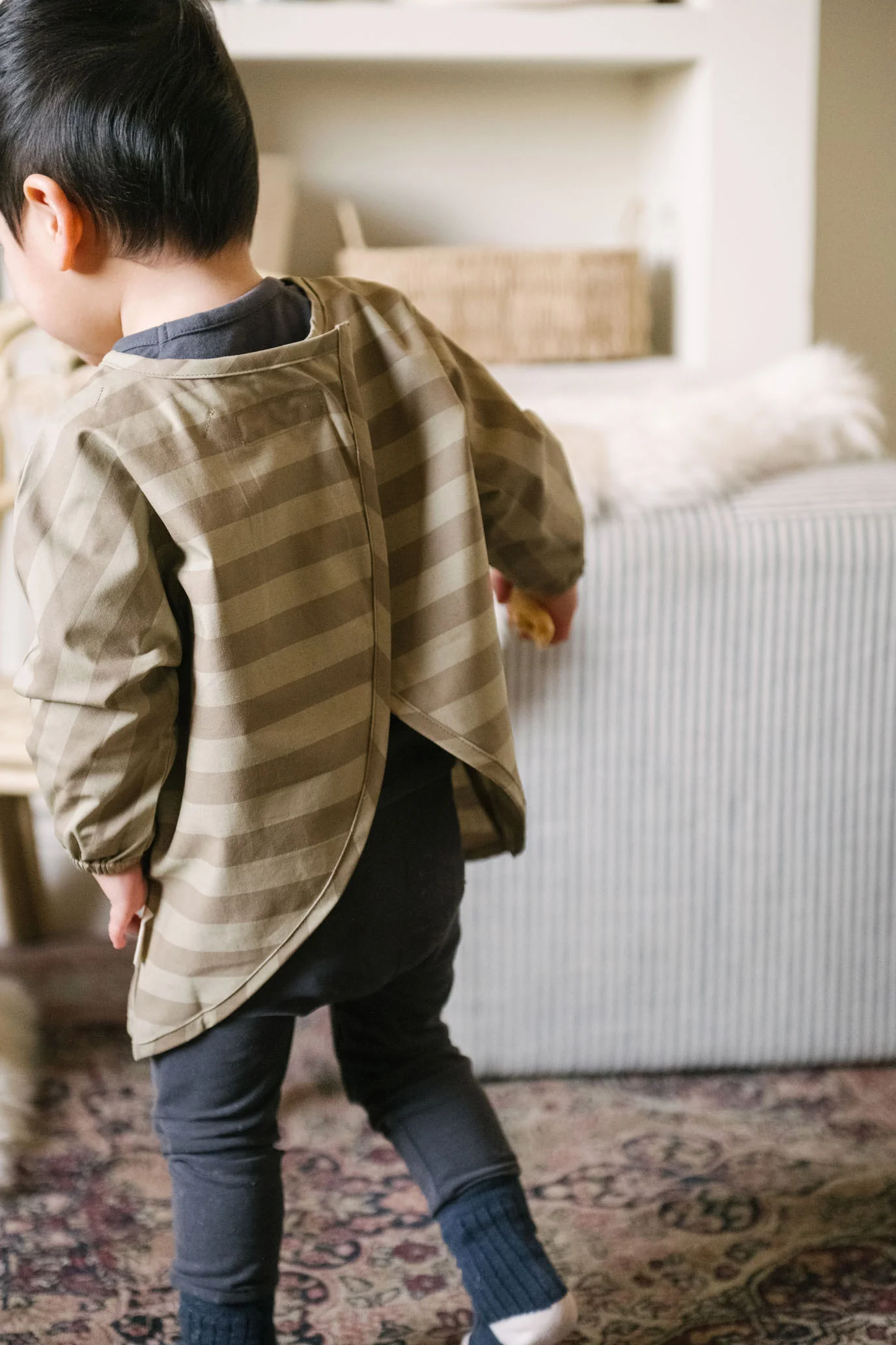 Water Repellent Baby Smock - Moss Stripe - Image 3