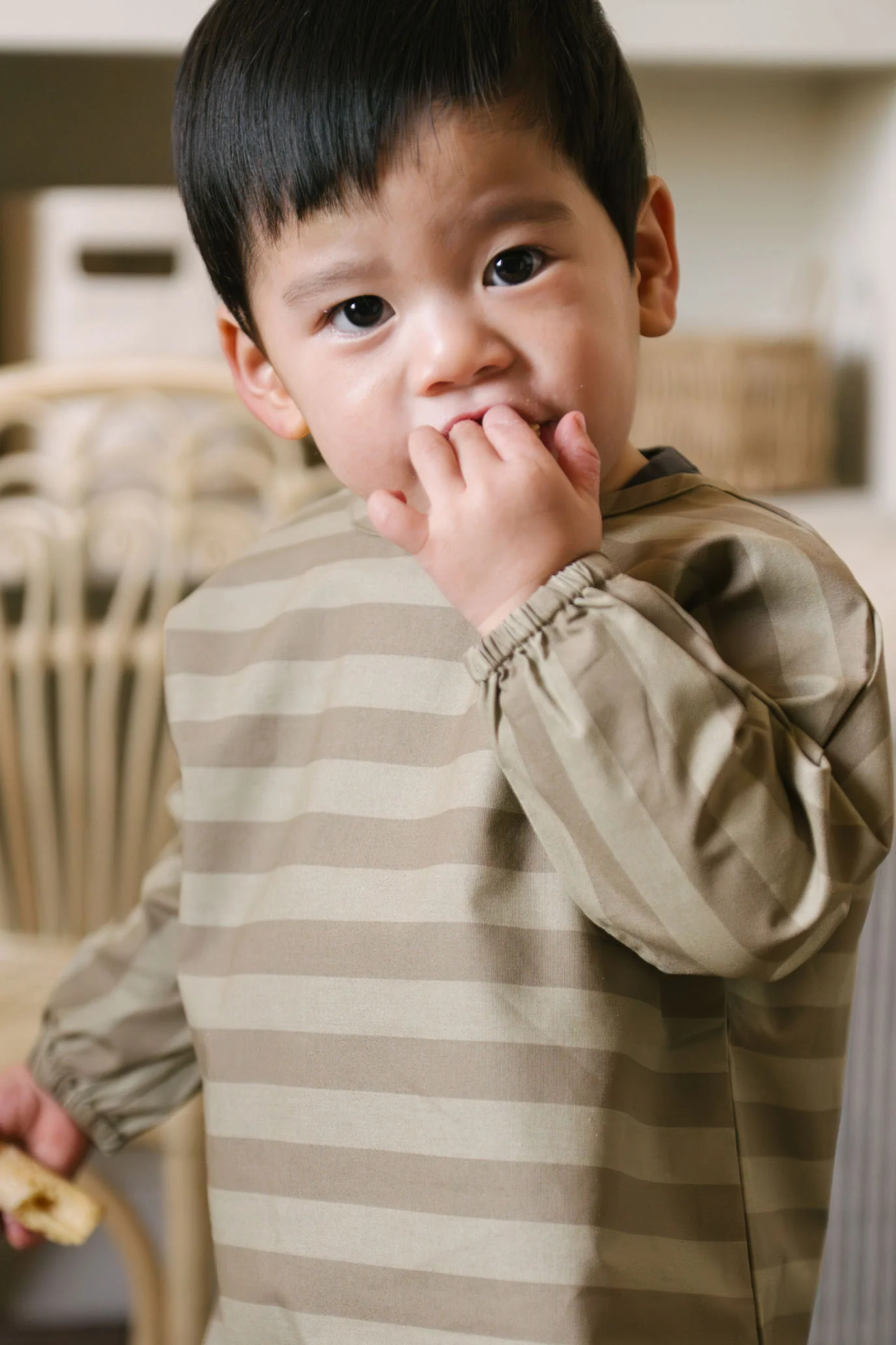 Water Repellent Baby Smock - Moss Stripe - Image 4
